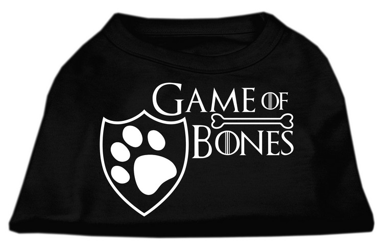 Game of Bones Screen Print Dog Shirt Black XXL